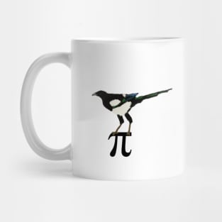 Eurasian Magpie standing on pi symbol Mug